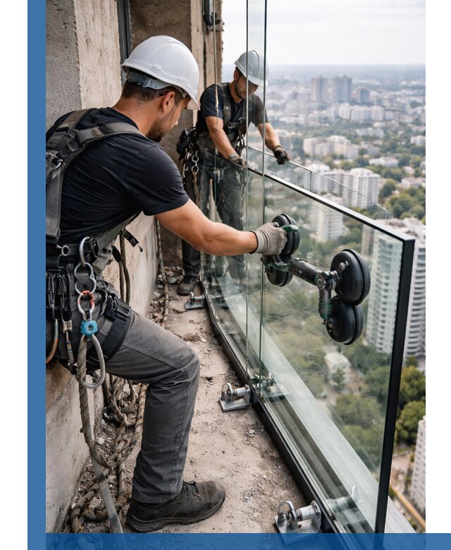 Монтаж стеклянных ограждений под ключ с гарантией в Шелехове