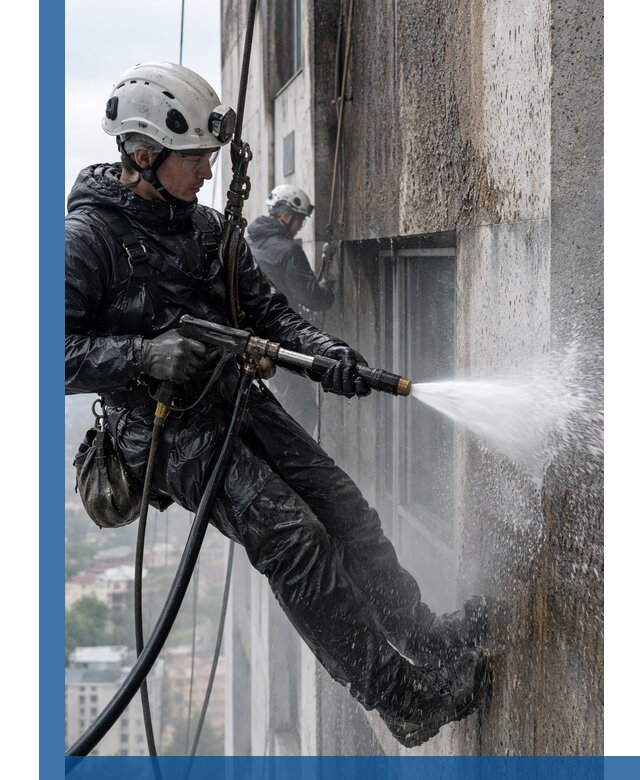 Гидроструйная очистка фасадов и конструкций в Шелехове