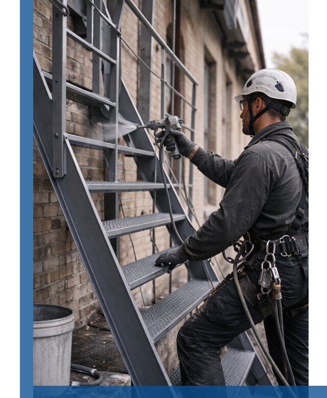 Покраска и антикоррозионная защита пожарных лестниц в Шелехове