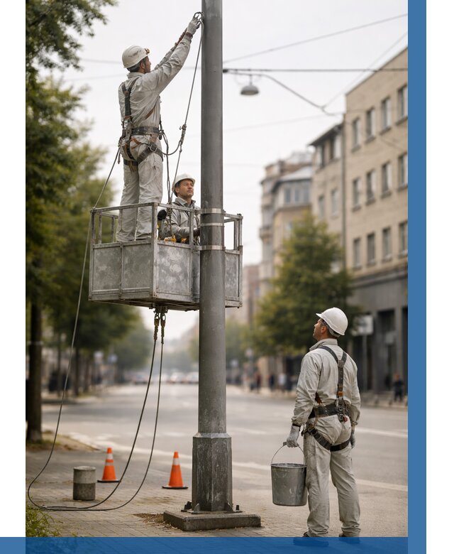 Покраска опор освещения в Шелехове от 5358 р. | ВЫСОТНИК-Шлх