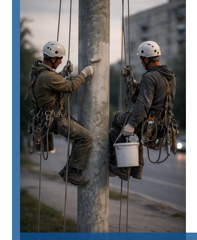 Покраска опор освещения и антикоррозийная защита в Шелехове