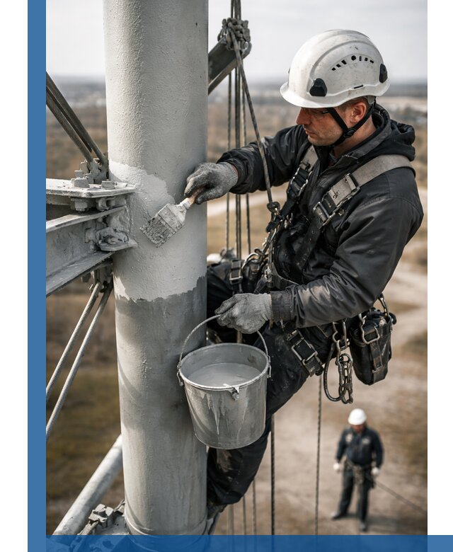 Покраска мачт связи в Шелехове промышленными альпинистами