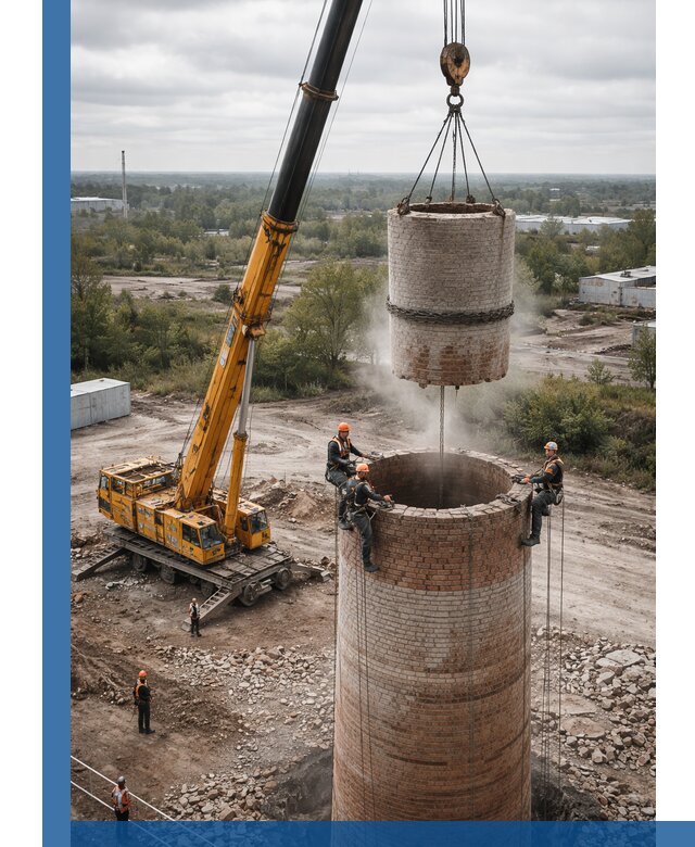 Демонтаж дымовой трубы в Шелехове с гарантиями безопасности