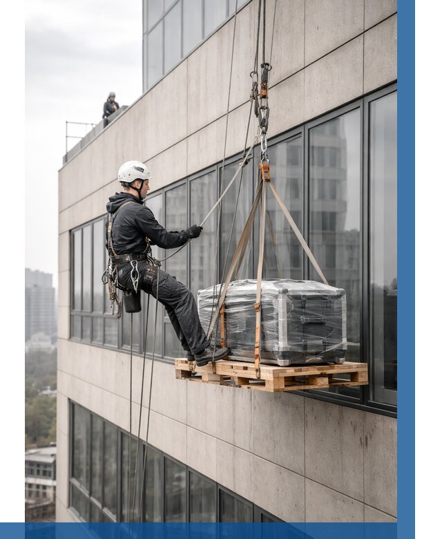 Спуск груза по фасаду в Шелехове от 3750 р. | ВЫСОТНИК-Шлх