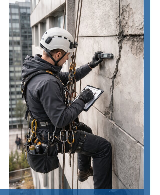 Обследование фасада альпинистами в Шелехове от 129 р. | ВЫСОТНИК-Шлх