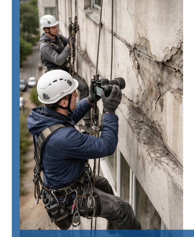 Фотофиксация дефектов фасада с высотной съемкой в Шелехове