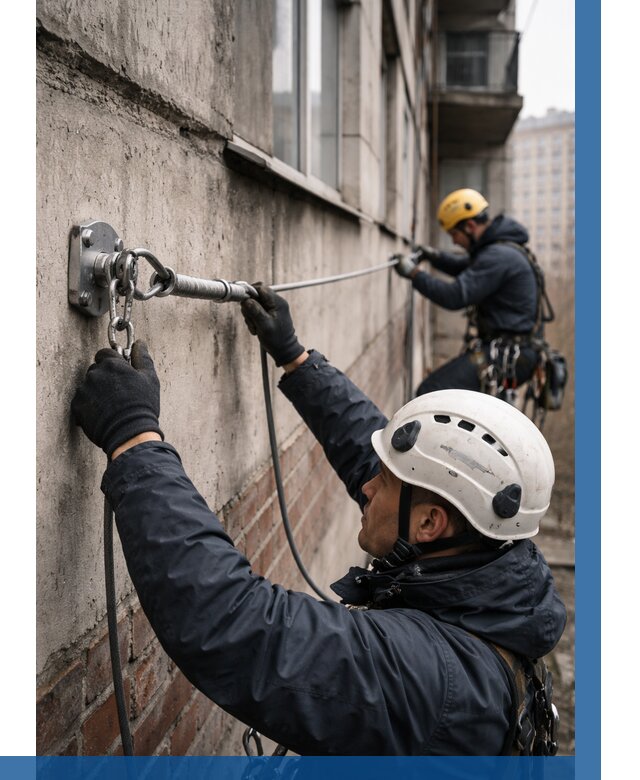 Монтаж анкерных линий в Шелехове от 3215 р. | ВЫСОТНИК-Шлх