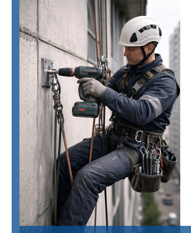 Установка анкерных точек для высотных работ в Шелехове